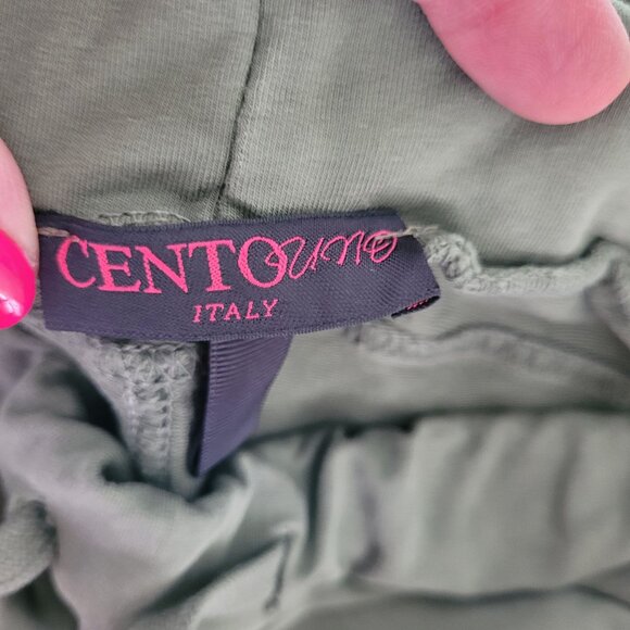 Centouno Italy Military Green Jogger Pants Womens Size S Side Detail Athleisure - Picture 3 of 7